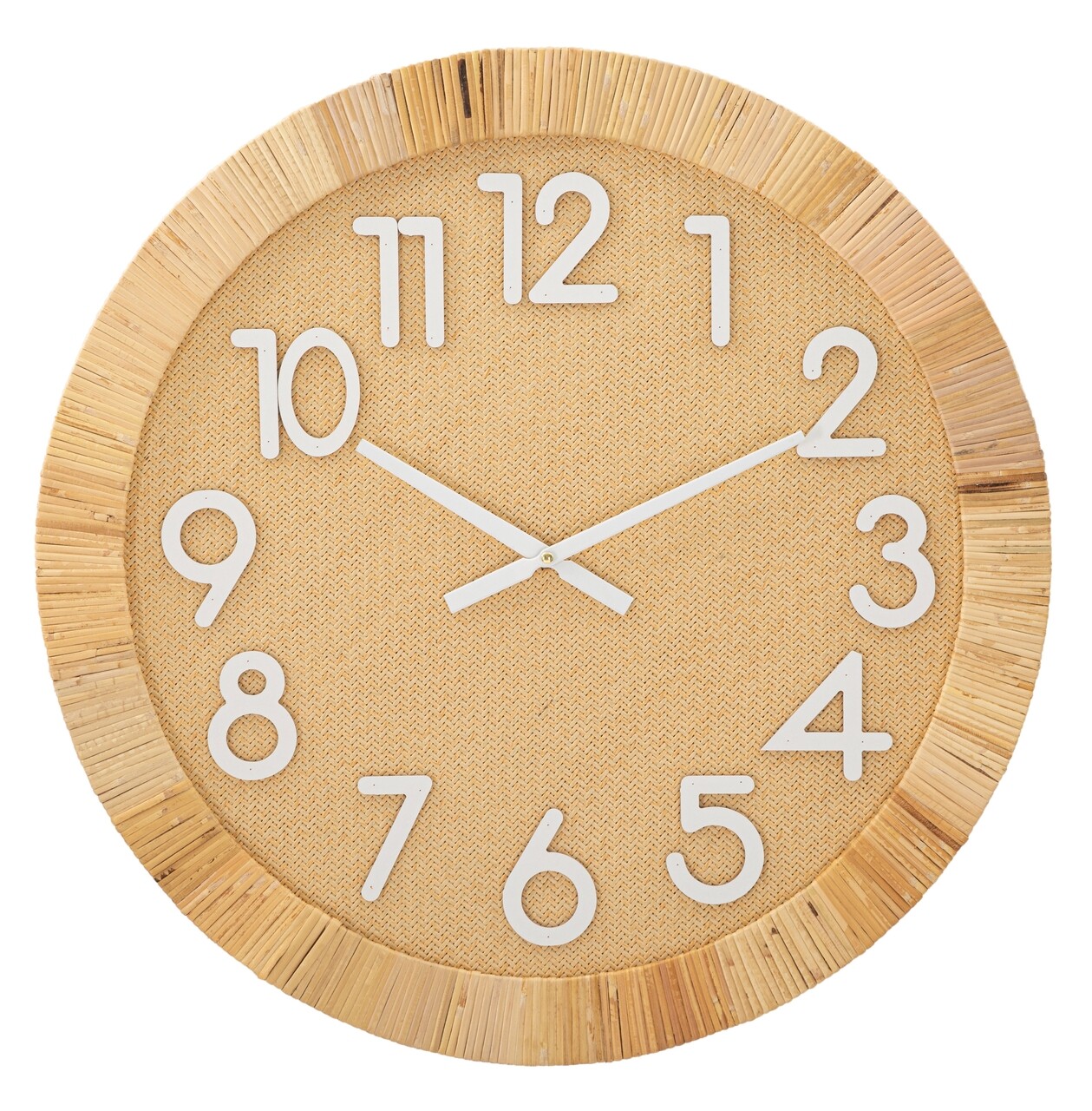 Ceas de perete, Mauro Ferretti, Boho Plus, Ø 60 x 4.5 cm, mdf/rattan, natur/alb - imagine 7